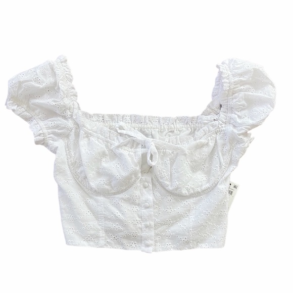 BAR III White Underwire Eyelet Crop Top Size 8 New - Picture 3 of 8